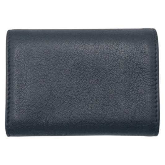 CHANEL Tri-fold wallet leather black black silver Tri-fold wallet Compact wallet COCO Mark Women Used Authentic