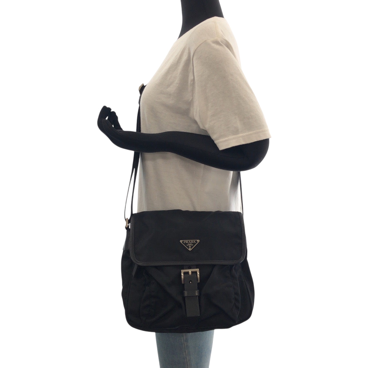 PRADA Shoulder Bag BT0173 Nylon Black SilverMetal Shoulder Bag Messenger bag Test Triangle With logo mens Used Authentic
