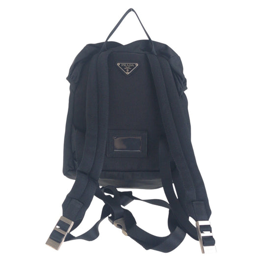 PRADA Backpack Nylon Black SilverMetal Backpack Test Triangle With logo Women Used Authentic