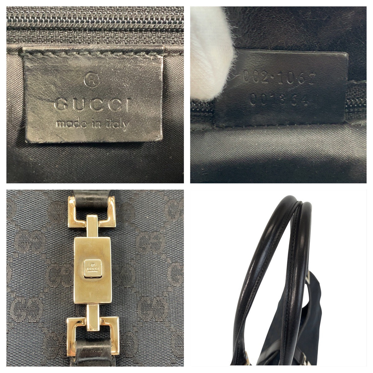 GUCCI Shoulder Bag 002 1067 GG canvas, leather Black black Shoulder Bag handbag Jackie Women Used Authentic