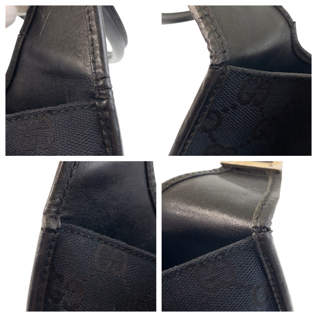 GUCCI Shoulder Bag 002 1067 GG canvas, leather Black black Shoulder Bag handbag Jackie Women Used Authentic