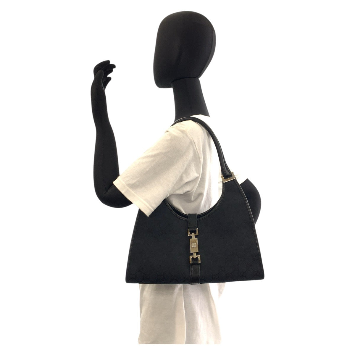 GUCCI Shoulder Bag 002 1067 GG canvas, leather Black black Shoulder Bag handbag Jackie Women Used Authentic