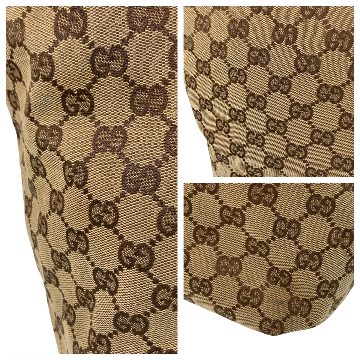 GUCCI Tote Bag 131231 GG canvas, leather Beige brown Tote Bag Shoulder Bag Sherry line Women Used Authentic