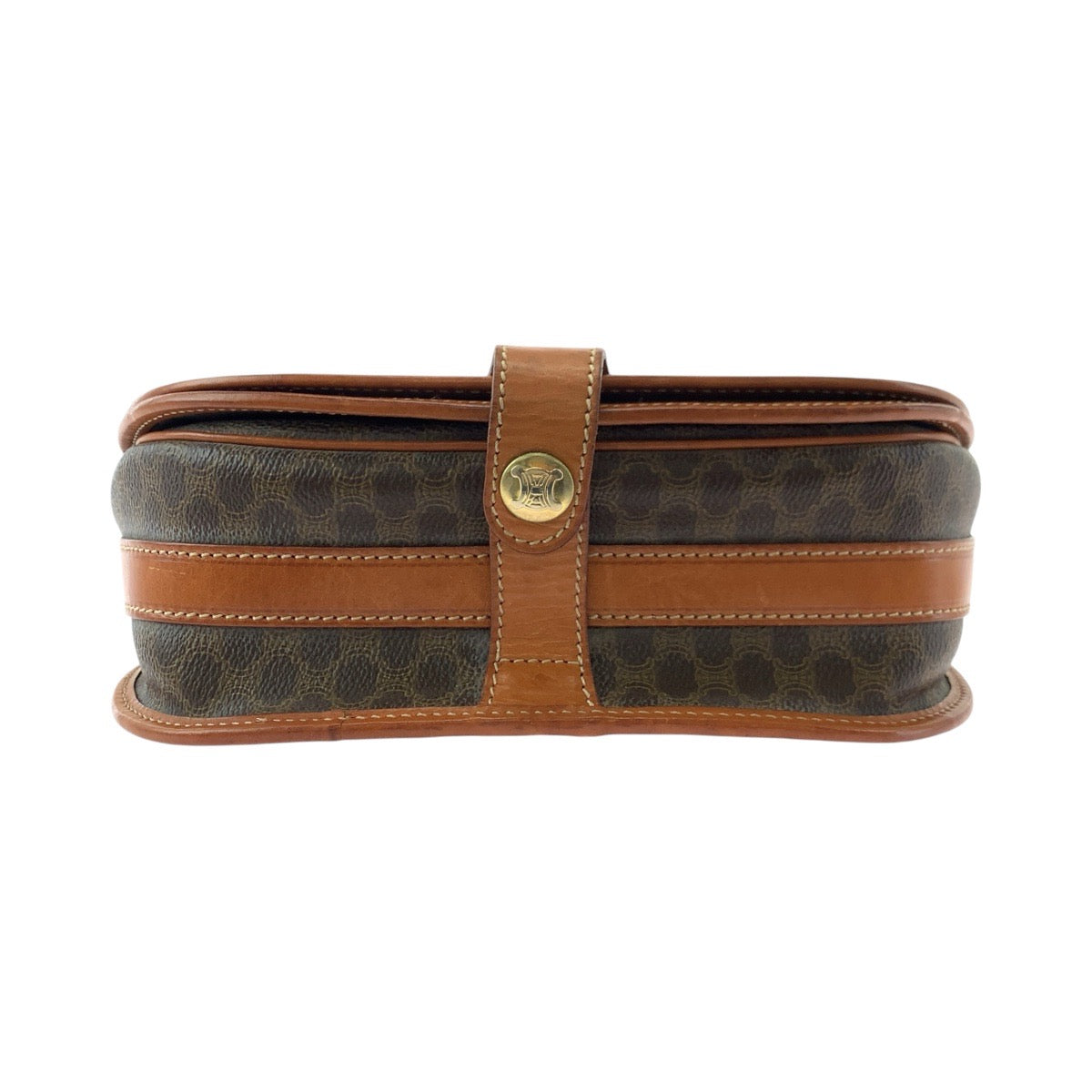 CELINE Shoulder Bag PVC, Leather Brown Gold Metal Shoulder Bag pochette Macadam Women Used Authentic