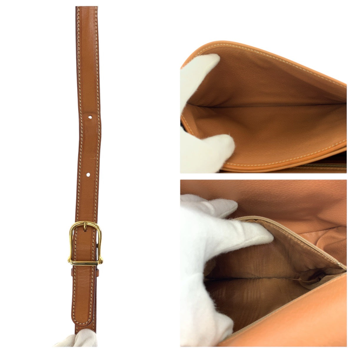 CELINE Shoulder Bag PVC, Leather Brown Gold Metal Shoulder Bag pochette Macadam Women Used Authentic