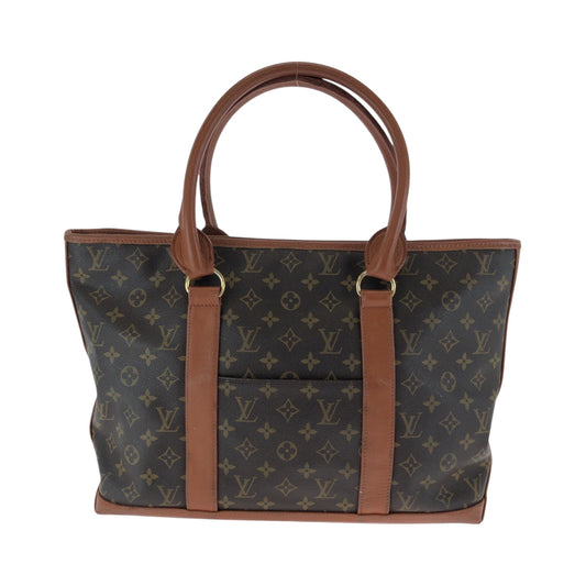 LOUIS VUITTON Tote Bag M42425 PVC Brown Gold Metal Tote Bag Shoulder Bag Monogram Weekend PM Women Used Authentic