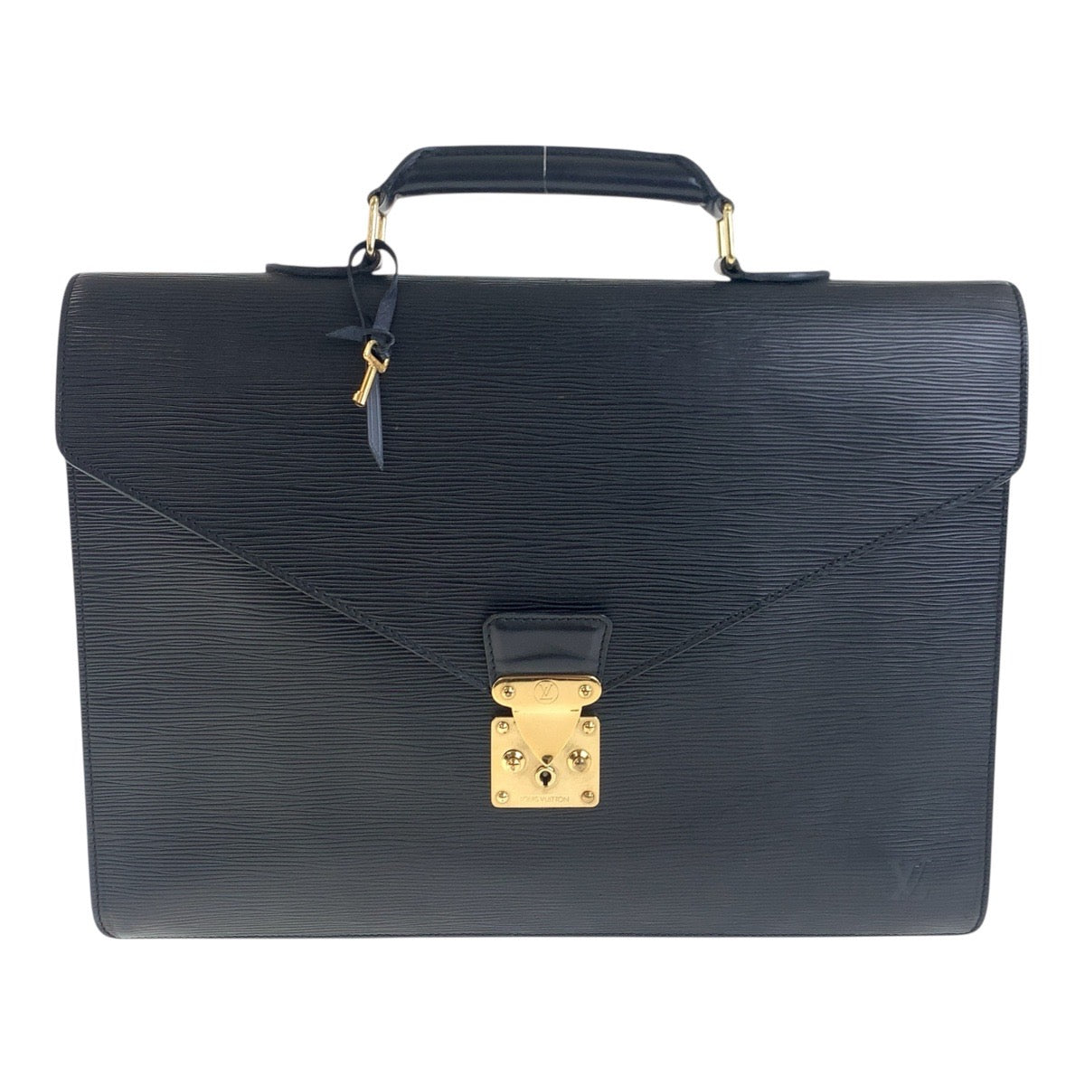 LOUIS VUITTON Business bag M54422 Epi Leather Noir Black Gold Metal Business bag briefcase Epi Serving Assistant mens Used Authentic