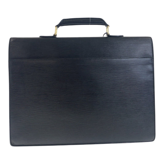 LOUIS VUITTON Business bag M54422 Epi Leather Noir Black Gold Metal Business bag briefcase Epi Serving Assistant mens Used Authentic