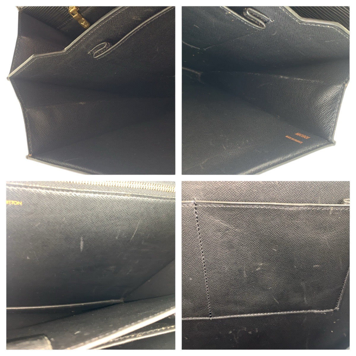 LOUIS VUITTON Business bag M54422 Epi Leather Noir Black Gold Metal Business bag briefcase Epi Serving Assistant mens Used Authentic