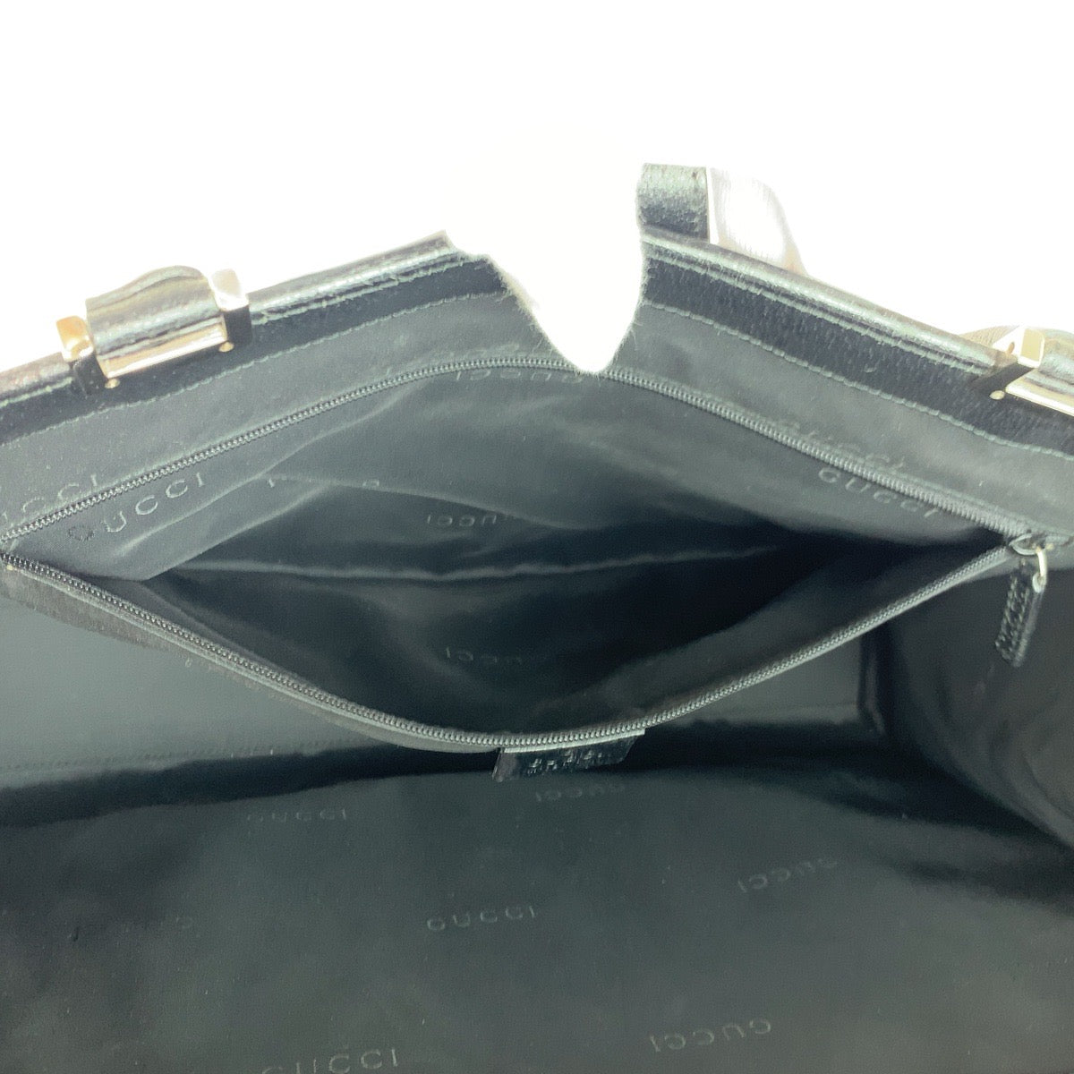 GUCCI Tote Bag 002 1074 leather Black SilverMetal Tote Bag Shoulder Bag Jackie Women Used Authentic