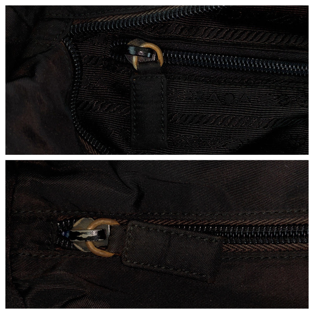 PRADA Tote Bag Nylon Black SilverMetal Tote Bag Shoulder Bag Test Triangle With logo Women Used Authentic