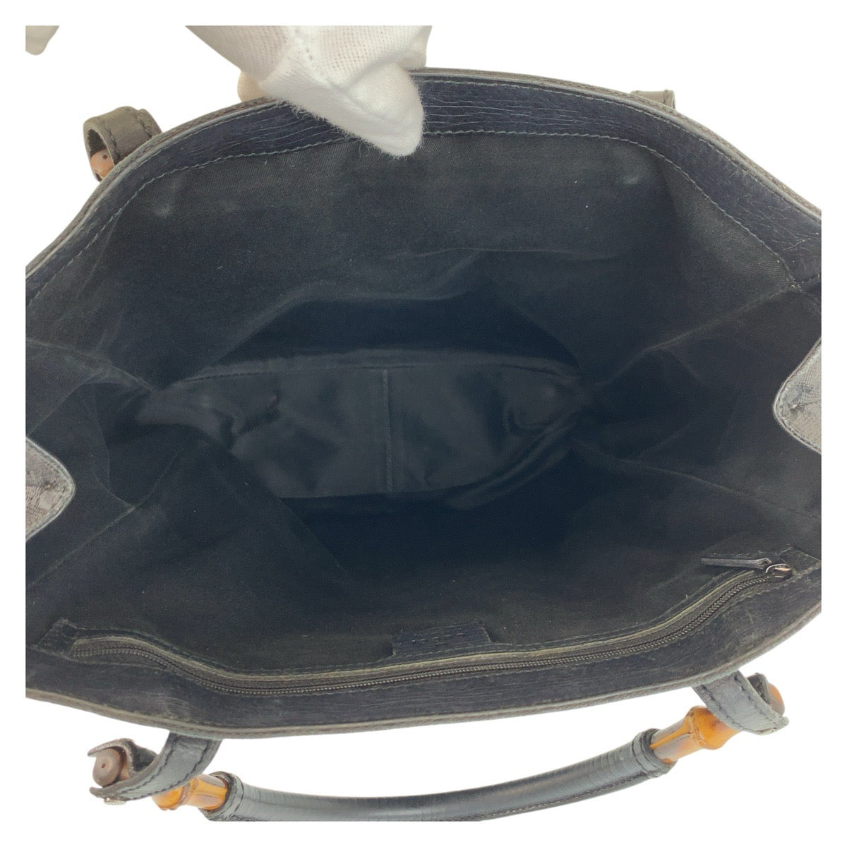 GUCCI Tote Bag 112530 GG canvas, leather Black black Tote Bag Shoulder Bag Bamboo Women Used Authentic