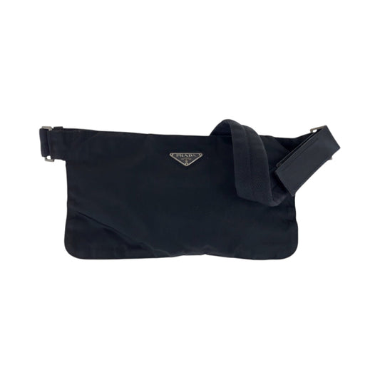 PRADA Shoulder Bag Nylon Black SilverMetal Test Triangle With logo