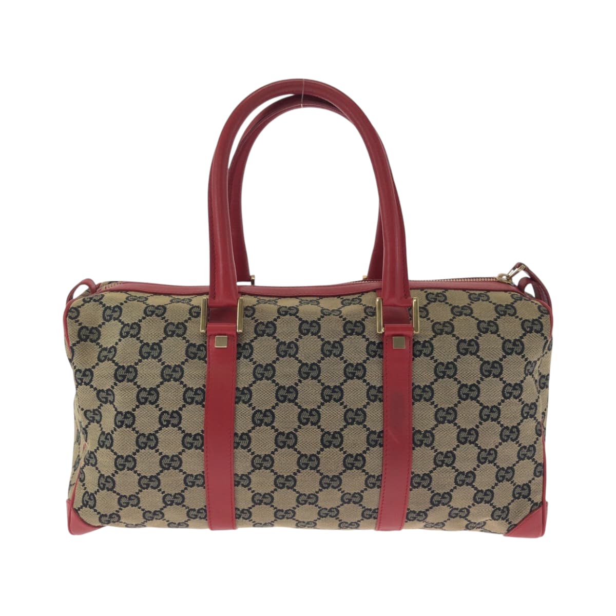 GUCCI Handbag 000 0846 GG canvas Beige Red Gold Metal Handbags Mini Boston Duffel bag Women Used Authentic