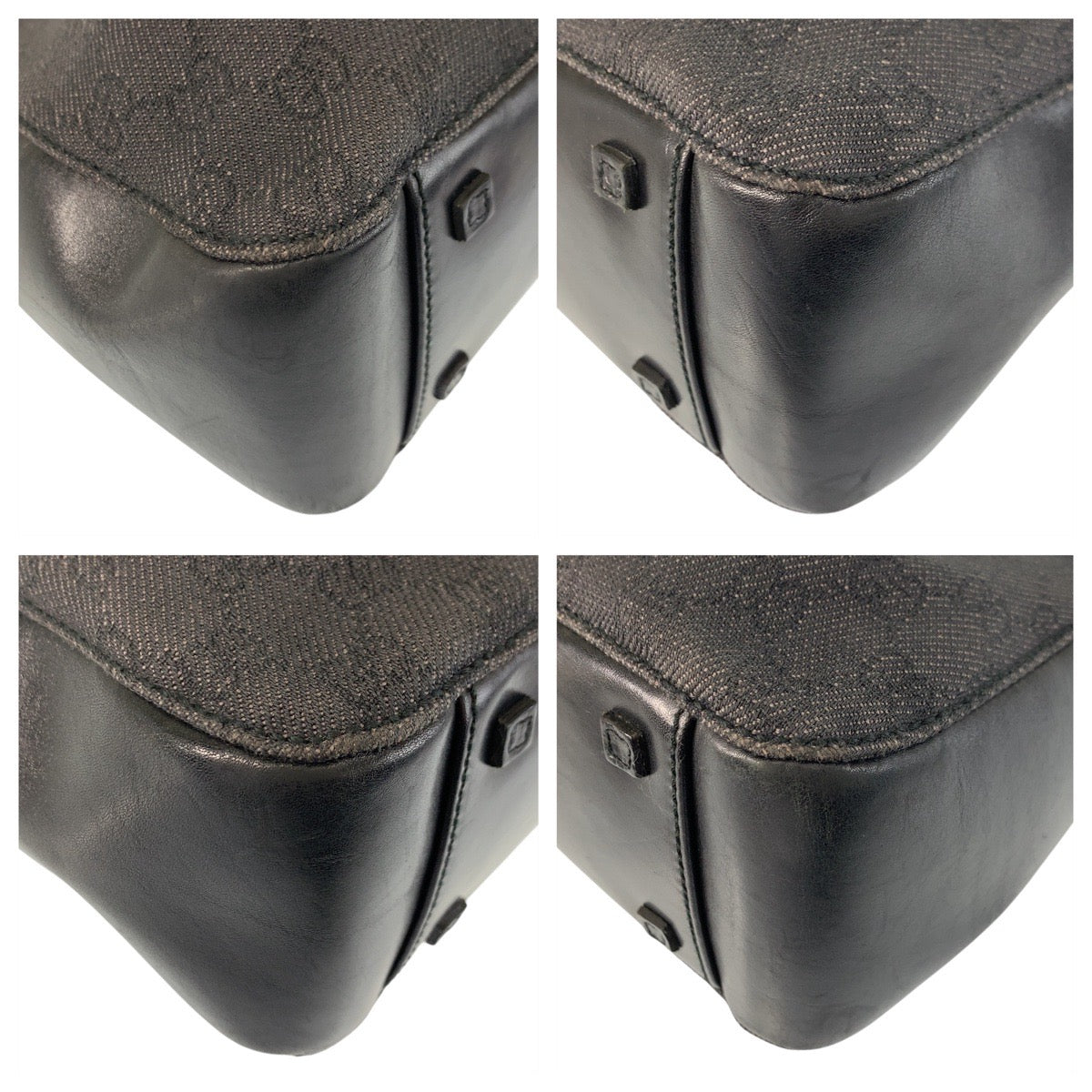 GUCCI Tote Bag 101919 GG canvas, leather Black black Tote Bag Shoulder Bag Women Used Authentic