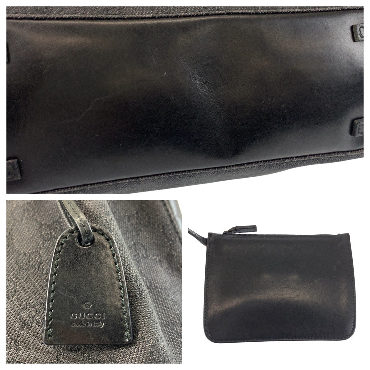 GUCCI Tote Bag 101919 GG canvas, leather Black black Tote Bag Shoulder Bag Women Used Authentic