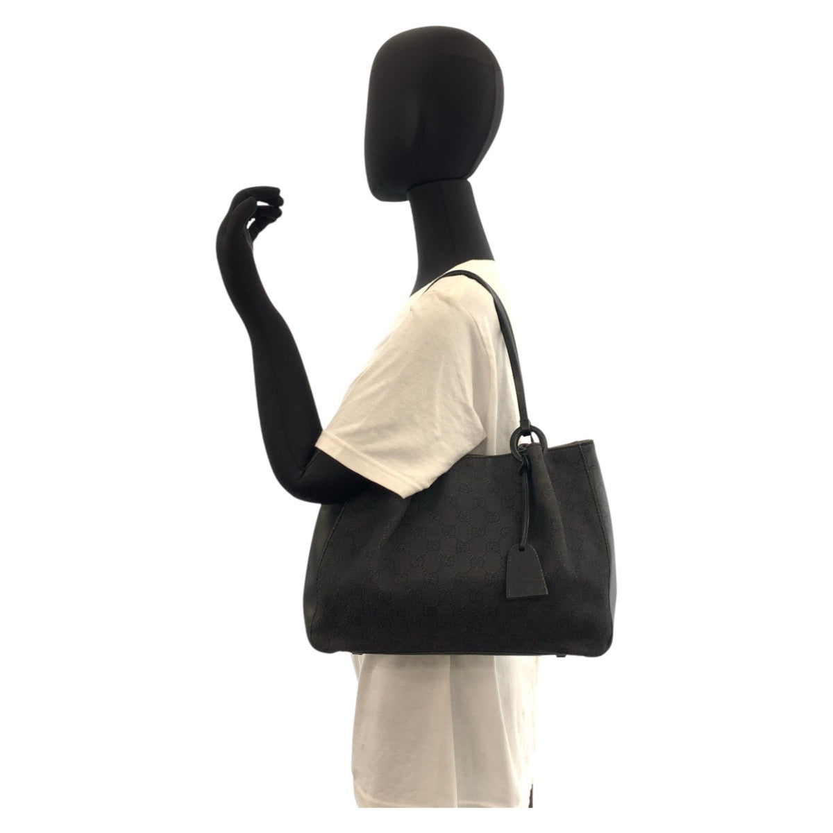 GUCCI Tote Bag 101919 GG canvas, leather Black black Tote Bag Shoulder Bag Women Used Authentic