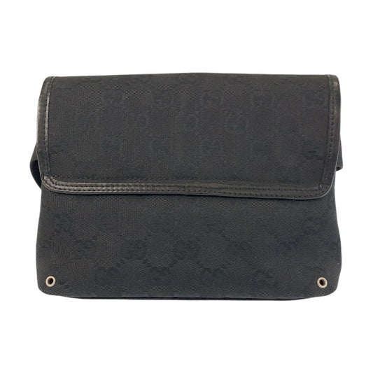 GUCCI Sling bag 92543 GG canvas Black SilverMetal Sling bag Bum bag Women Used Authentic