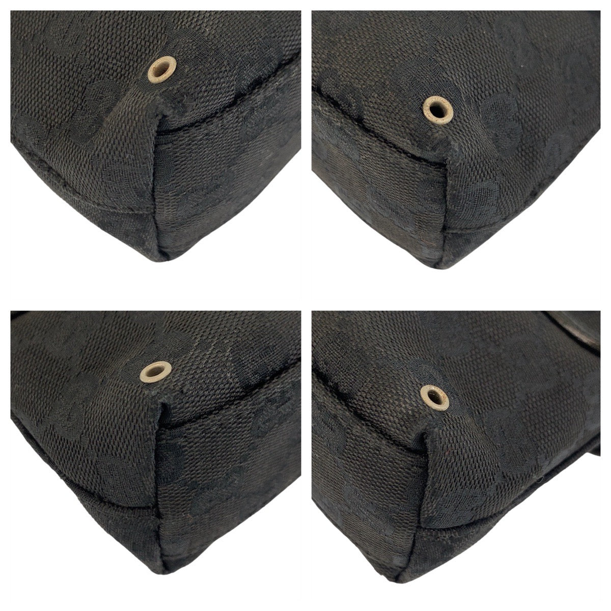 GUCCI Sling bag 92543 GG canvas Black SilverMetal Sling bag Bum bag Women Used Authentic