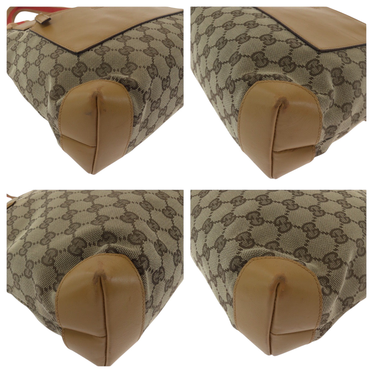 GUCCI Handbag 019 0402 GG canvas Beige Camel Orange SilverMetal Handbag Tote Bag Women Used Authentic