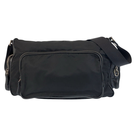 PRADA Shoulder Bag Nylon Black SilverMetal Test Triangle With logo