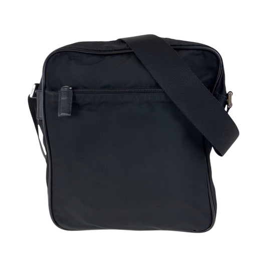 PRADA Shoulder Bag Nylon Black SilverMetal Shoulder Bag pochette Test Triangle With logo Women Used Authentic