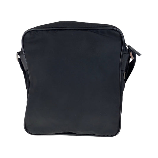 PRADA Shoulder Bag Nylon Black SilverMetal Shoulder Bag pochette Test Triangle With logo Women Used Authentic