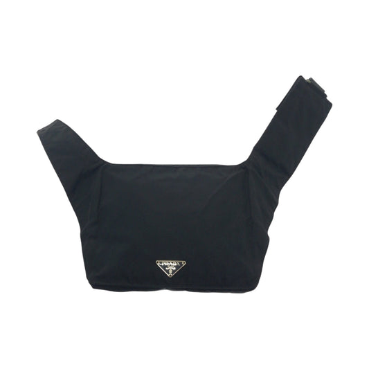 PRADA Shoulder Bag Nylon Black SilverMetal Shoulder Bag Sling bag Test Triangle With logo Women Used Authentic