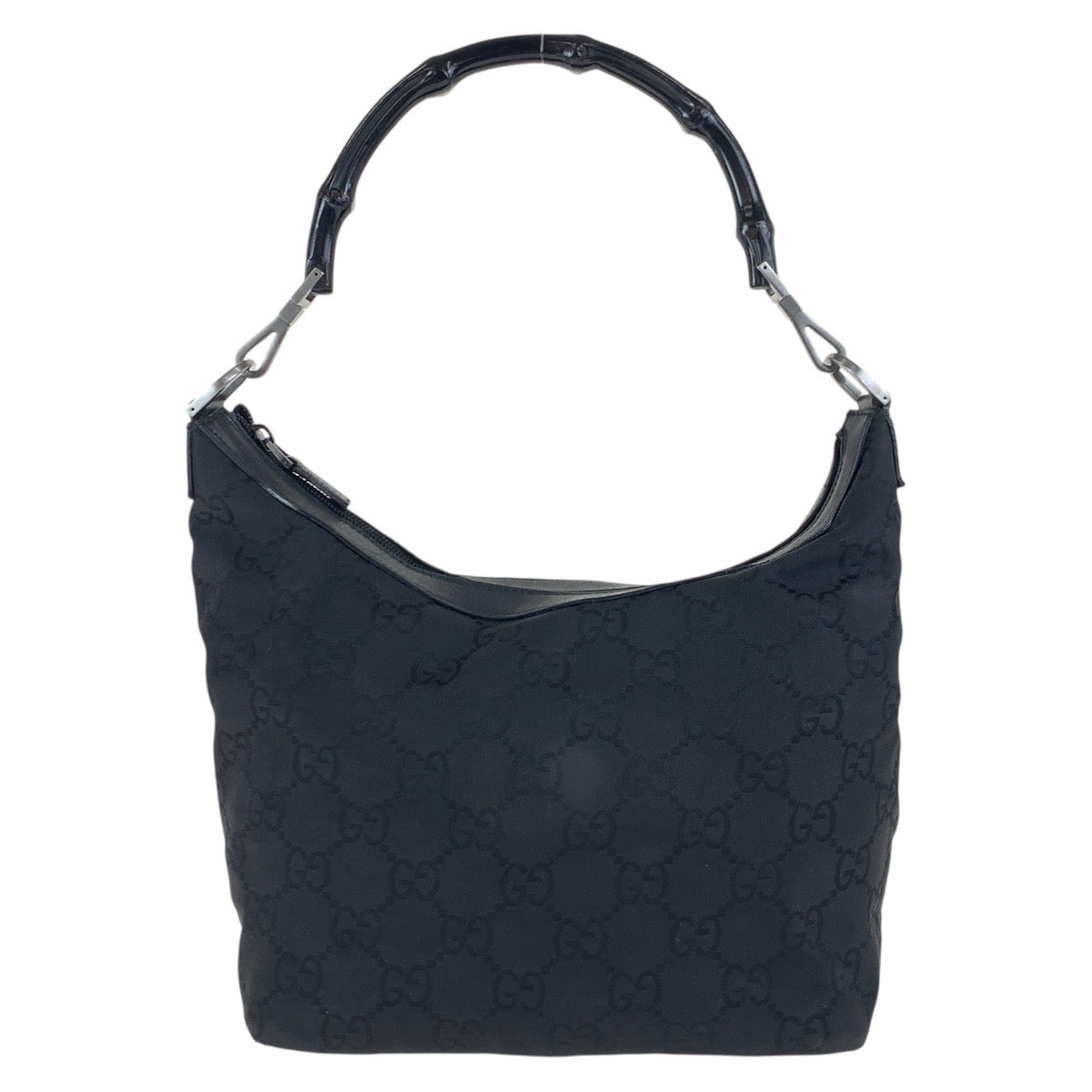 GUCCI Shoulder Bag 000 0531 Nylon, Leather Black SilverMetal Bamboo GG pattern Women Used Authentic