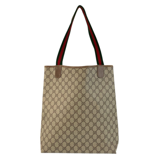 GUCCI Tote Bag 39 02 003 GG Supreme canvas, leather Beige Gold Metal Tote Bag Shoulder Bag Sherry Line Old Gucci Women Used Authentic
