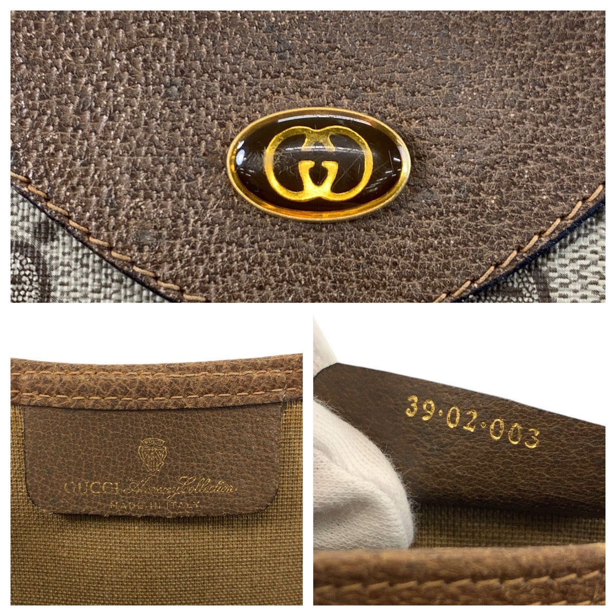 GUCCI Tote Bag 39 02 003 GG Supreme canvas, leather Beige Gold Metal Tote Bag Shoulder Bag Sherry Line Old Gucci Women Used Authentic