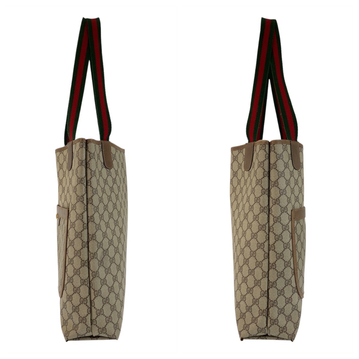 GUCCI Tote Bag 39 02 003 GG Supreme canvas, leather Beige Gold Metal Tote Bag Shoulder Bag Sherry Line Old Gucci Women Used Authentic