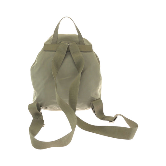 PRADA Backpack Nylon Greige SilverMetal Backpack Backpack Test Triangle With logo Women Used Authentic