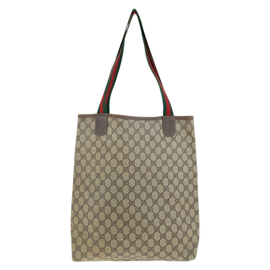 GUCCI Tote Bag 39 02 003 GG Supreme canvas, leather Brown Tote Bag Shoulder Bag Old Gucci Shelly Line Women Used Authentic