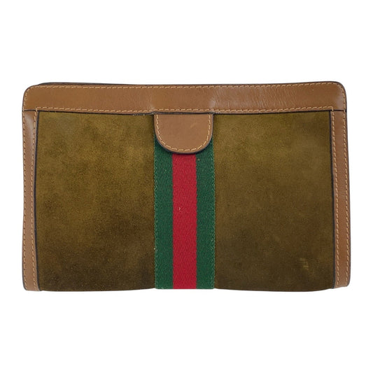 GUCCI Clutch bag Suede, Leather Brown multicolor Clutch bag business bag Old Gucci Shelly Line mens Used Authentic