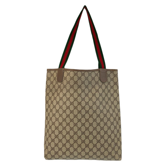 GUCCI Tote Bag 39 02 003 GG Supreme canvas, leather Beige brown Tote Bag Shoulder Bag Sherry Line Old Gucci Women Used Authentic