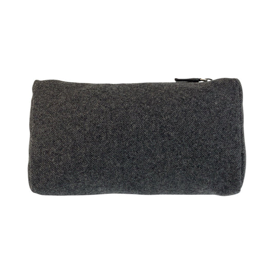 PRADA Pouch wool Grey SilverMetal Triangle With logo Women Used Authentic