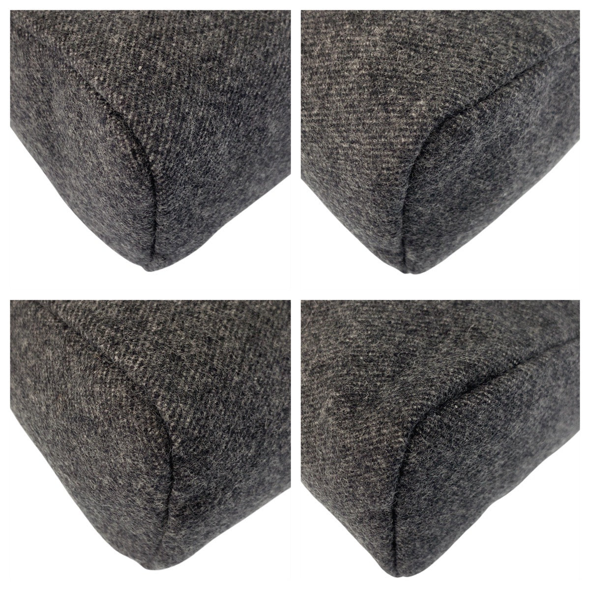 PRADA Pouch wool Grey SilverMetal Triangle With logo Women Used Authentic