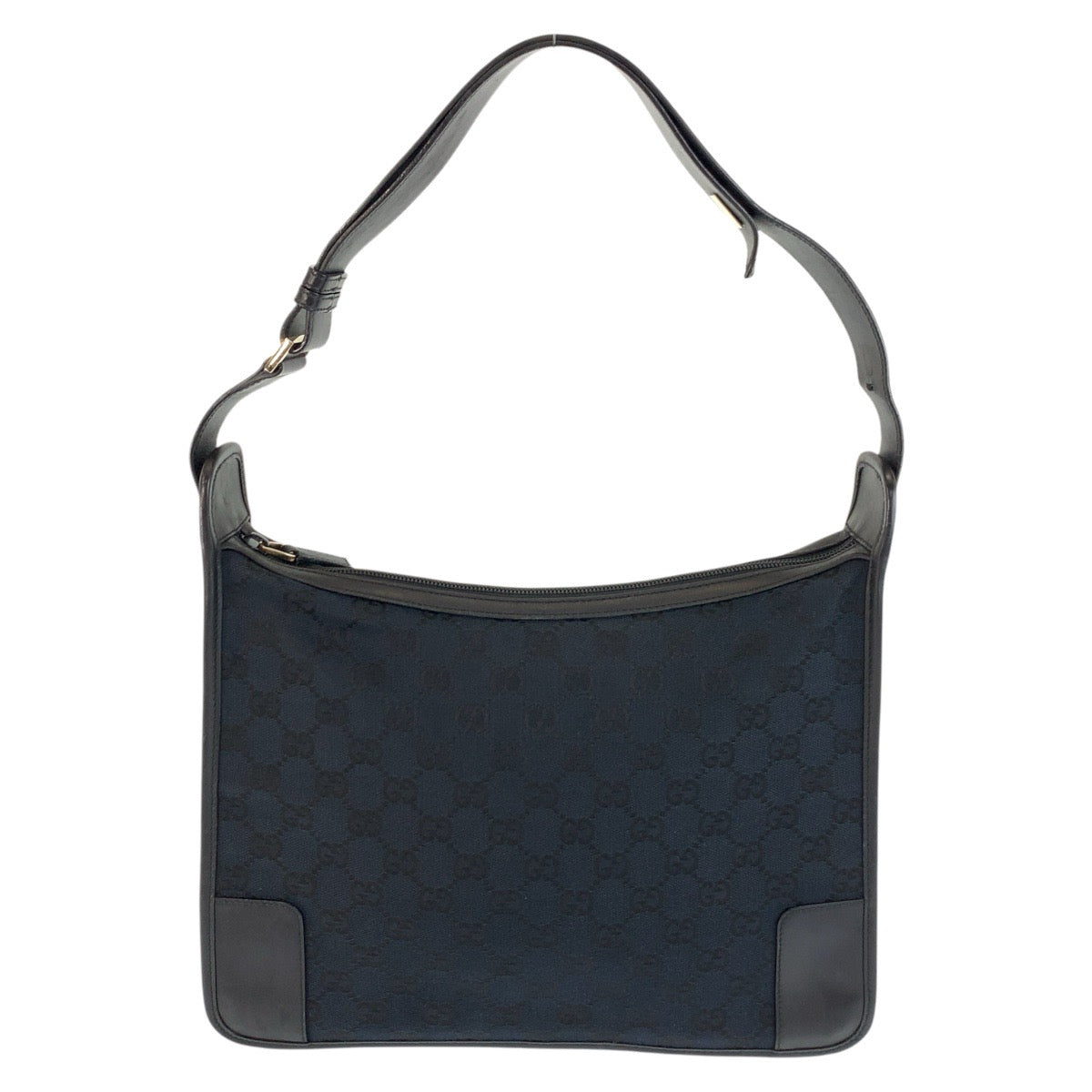 GUCCI Shoulder Bag 001 4205 GG canvas, leather Black SilverMetal Women Used Authentic
