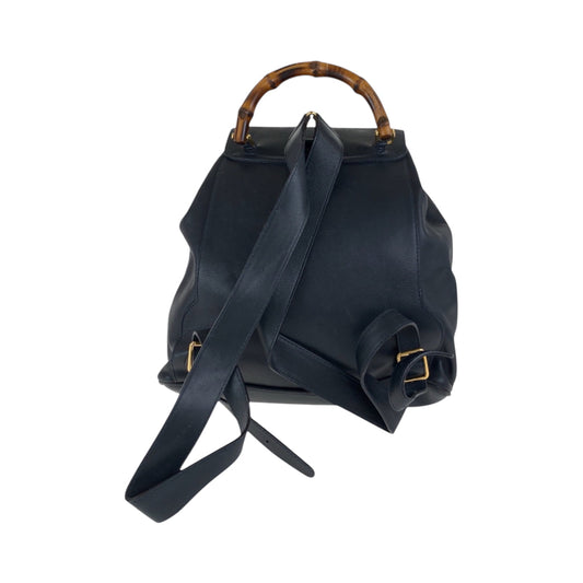 GUCCI Backpack 003 2058 0016 leather Black Brown Gold Metal Backpack Backpack Bamboo Women Used Authentic
