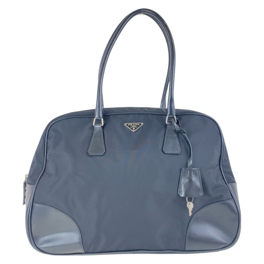 PRADA Shoulder Bag Nylon Black SilverMetal Test Triangle With logo