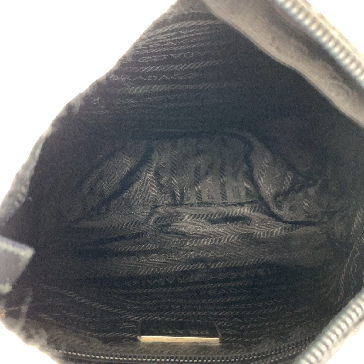PRADA Shoulder Bag Nylon, Leather Black SilverMetal Shoulder Bag pochette Test Triangle With logo Women Used Authentic