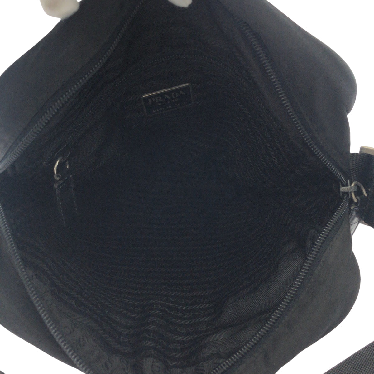 PRADA Shoulder Bag V160 Nylon Black SilverMetal Shoulder Bag pochette Test Triangle With logo mens Used Authentic