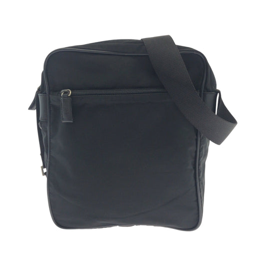 PRADA Shoulder Bag V160 Nylon Black SilverMetal Shoulder Bag pochette Test Triangle With logo mens Used Authentic