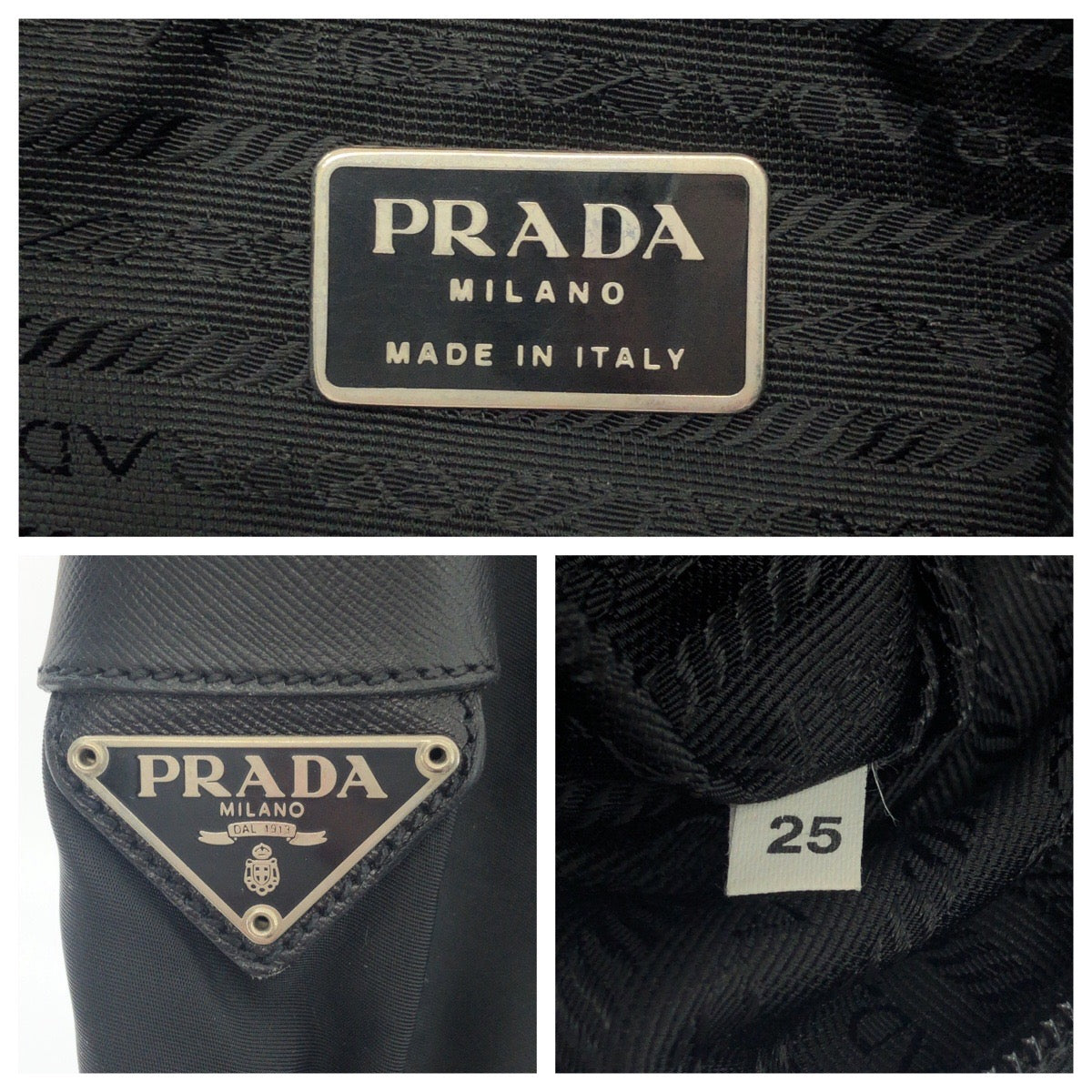 PRADA Shoulder Bag V160 Nylon Black SilverMetal Shoulder Bag pochette Test Triangle With logo mens Used Authentic