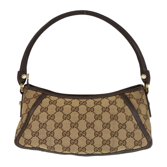 GUCCI Shoulder Bag 130939 GG canvas, leather Beige Brown Gold Metal Shoulder Bag accessory pouch Abbey Women Used Authentic