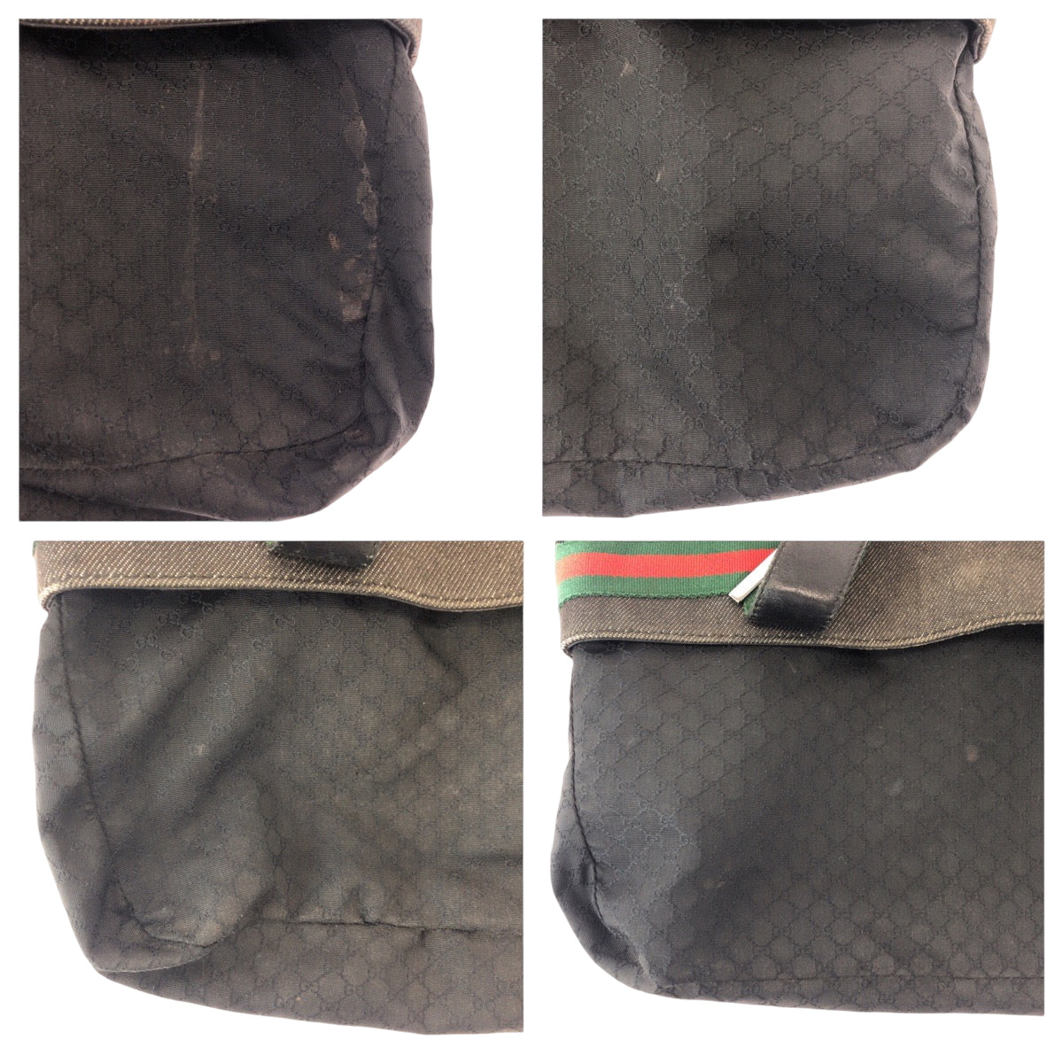 GUCCI Tote Bag 73983 denim Grey Red Green SilverMetal Tote Bag handbag Sherry line Women Used Authentic