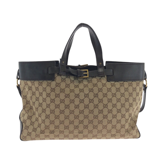 GUCCI Handbag 106258 GG canvas Brown Gold Metal Handbag Tote Bag Women Used Authentic