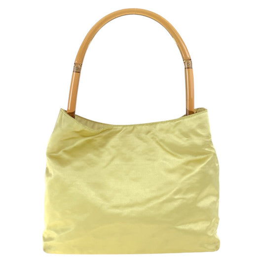 PRADA Handbag Satin, Plastic Yellow SilverMetal Handbag Shoulder Bag Triangle With logo Women Used Authentic