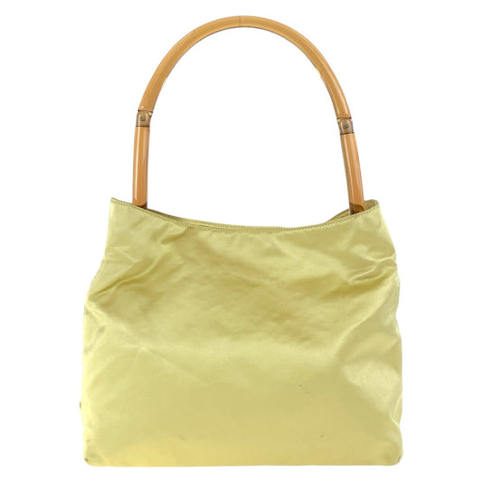 PRADA Handbag Satin, Plastic Yellow SilverMetal Handbag Shoulder Bag Triangle With logo Women Used Authentic